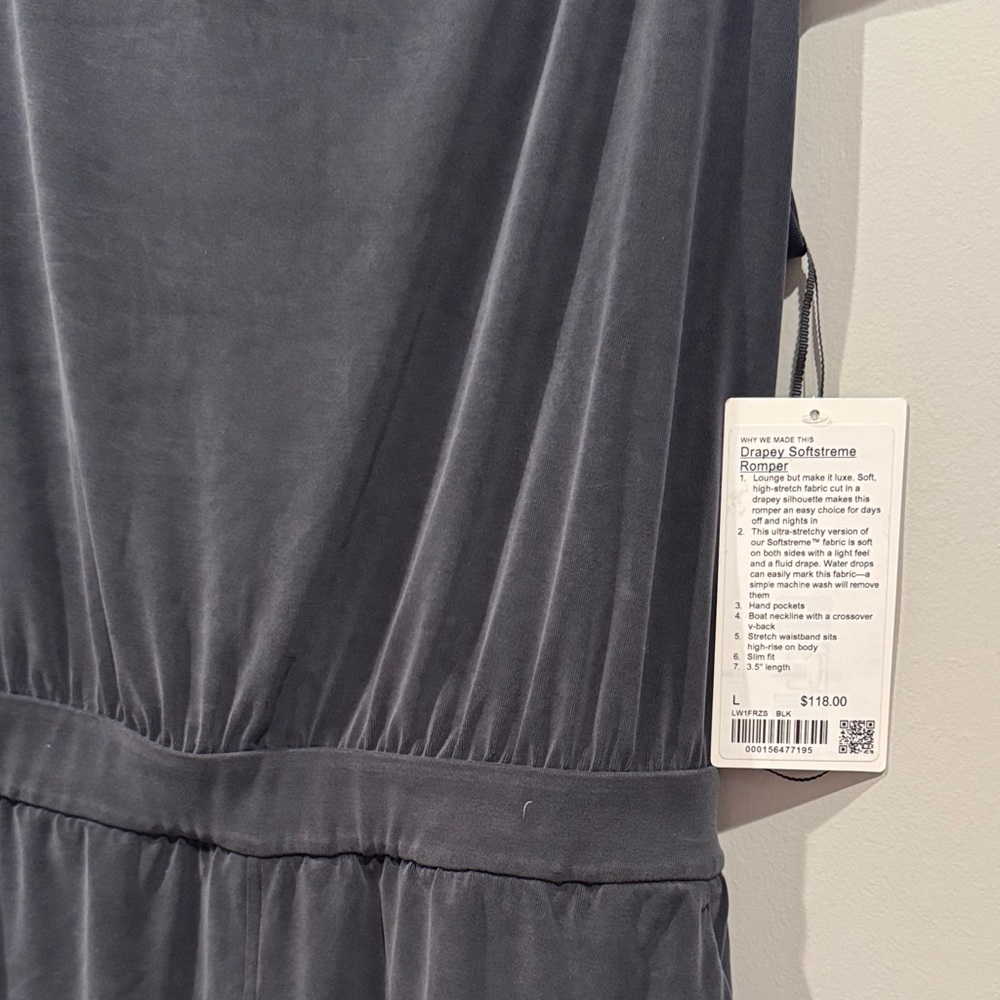 Black Lululemon Drapey Softstreme  Romper NWT size large